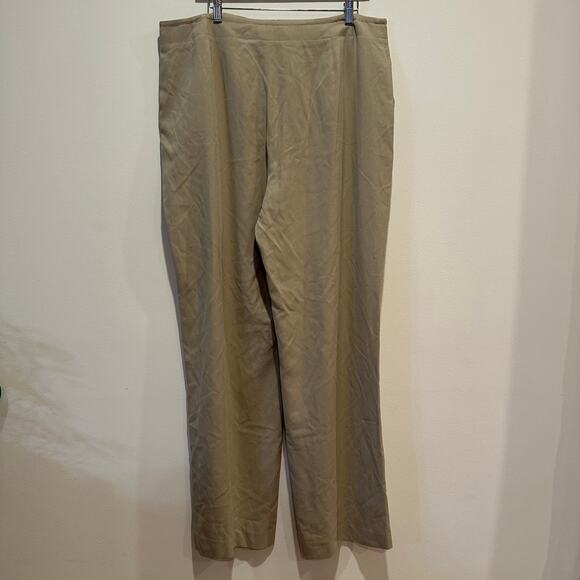 Ellen Tracy 100% Silk Tan Pants sz L Wide Leg Silk Pants - Picture 4 of 8